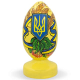 Ukrainian Tryzub Trident Wooden Figurine in Multi color Oval