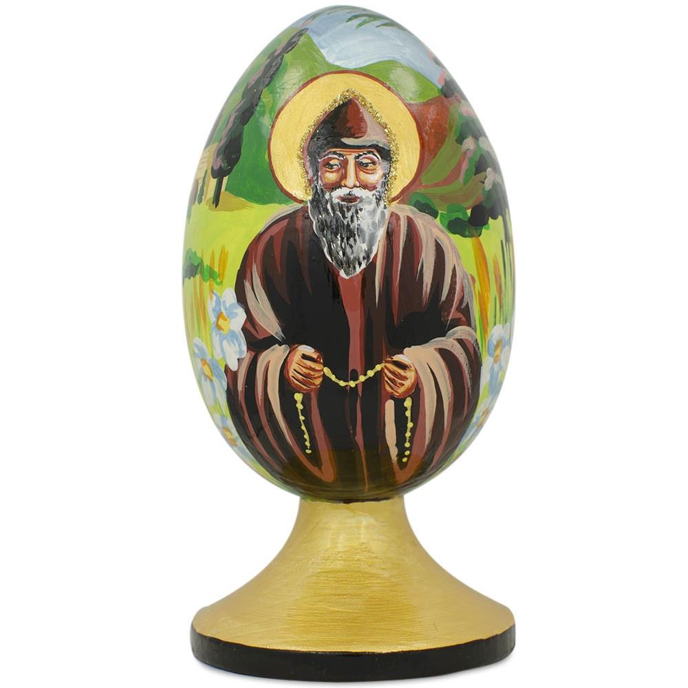 Monk & Priest St. Charbel Makhluf Wooden Figurine 4.75 Inches in Multi color Oval