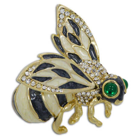 Glistening Bee: Metal Brooch Adorned with Jewels in Silver color,  shape