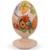 Thanksgiving Horn of Plenty Cornucopia Wooden Figurine in Multi color Oval