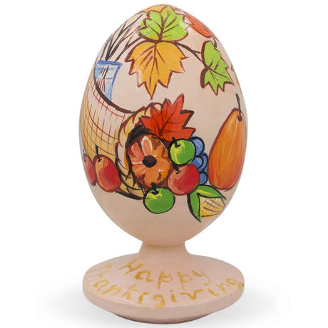 Thanksgiving Horn of Plenty Cornucopia Wooden Figurine in Multi color Oval