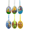 Set of 6- Chick, Cardinal Bird, Cat, Dog Wooden Christmas Ornaments 3 Inches in Multi color Oval