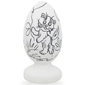 Cat and Teddy Bear Birthday Party Unfinished Wooden Figurine in White color Oval