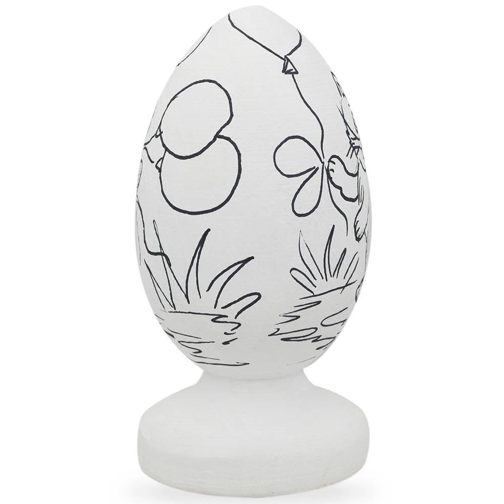 BestPysanky online gift shop sells cat teddy bear birthday party unfinished wooden figurine easter eggs wood white animal pre-drawn lines ready decoration linden attached stand base made ukraine craft blank painting decor custom project