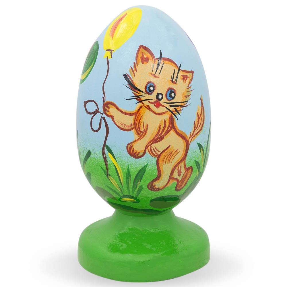Cat and Teddy Bear Birthday Party Unfinished Wooden FigurineUkraine , dimensions in inches: 3.5 x  x