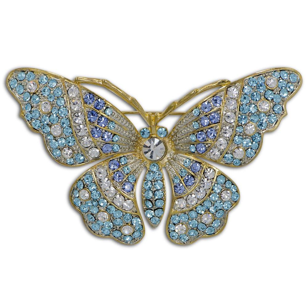 Elegant Wings: Royal Butterfly Brooch with Jewels & Enamel Crystals in Multi color,  shape