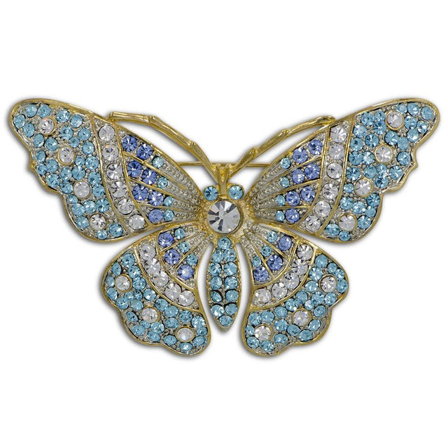 Elegant Wings: Royal Butterfly Brooch with Jewels & Enamel Crystals in Multi color