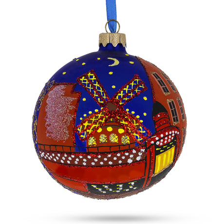 Paris, France Glass Ball Christmas Ornament 4 Inches in Multi color, Round shape