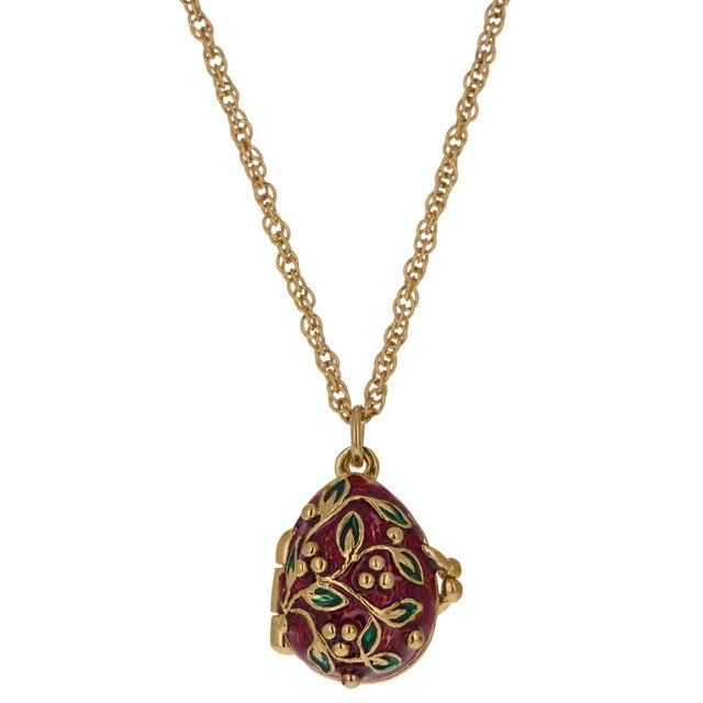 Royal Ladybug: Red Egg Pendant Necklace with Charm in Red color, Oval shape