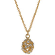 Majestic Crystal Leaves: 20-Inch Gold Tone Royal Egg Necklace in Gold color, Oval shape