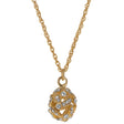 Majestic Crystal Leaves: 20-Inch Gold Tone Royal Egg Necklace in Gold color Oval