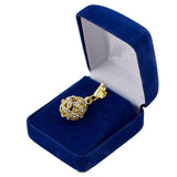 Majestic Crystal Leaves: 20-Inch Gold Tone Royal Egg Necklace , dimensions in inches: 1 x 0.5 x 0.5