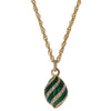 Royal Elegance: Green Enamel & Crystal Egg Pendant Necklace in Green color, Oval shape
