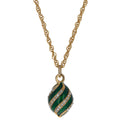 Royal Elegance: Green Enamel & Crystal Egg Pendant Necklace in Green color Oval
