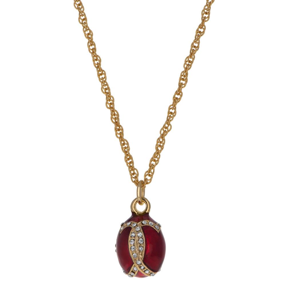 Venetian Elegance: 20-Inch Red Crystal Royal Egg Pendant Necklace in Red color, Oval shape