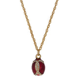 Pewter Venetian Elegance: Red Crystal Royal Egg Pendant Necklace in Red color Oval