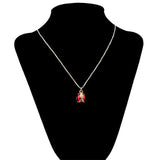 Venetian Elegance: Red Crystal Royal Egg Pendant Necklace ,dimensions in inches: 0.9 x 0.6 x 0.6