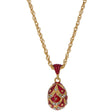Regal Red Pinecone: 40-Crystal Royal Egg Pendant Necklace in Red color, Oval shape