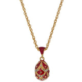 Regal Red Pinecone: 40-Crystal Royal Egg Pendant Necklace in Red color, Oval shape