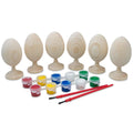 Set of 6 Unfinished Wooden Eggs 3.5 Inches in Beige color Oval