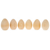 6 Miniature Unfinished Blank Wooden Eggs 2 Inches in Beige color, Oval shape