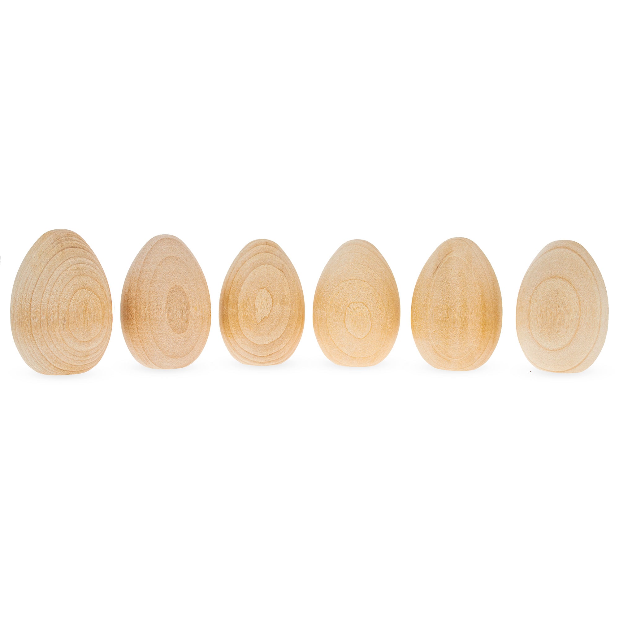 6 Miniature Unfinished Blank Wooden Eggs 2 Inches in Beige color Oval