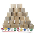 Set of 26 Unfinished Wooden Blocks 1.5 Inches in Beige color