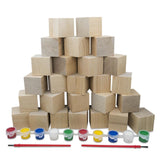 Set of 26 Unfinished Wooden Blocks 1.5 Inches in Beige color