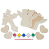 10 Angels, Hearts & Crosses Ornaments Unfinished Wooden Shapes Craft Cutouts DIY Unpainted 3D Plaques in Beige color,  shape