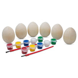Set of 6 Unpainted Unfinished Wooden Easter Eggs 2.5 Inches in Beige color Oval