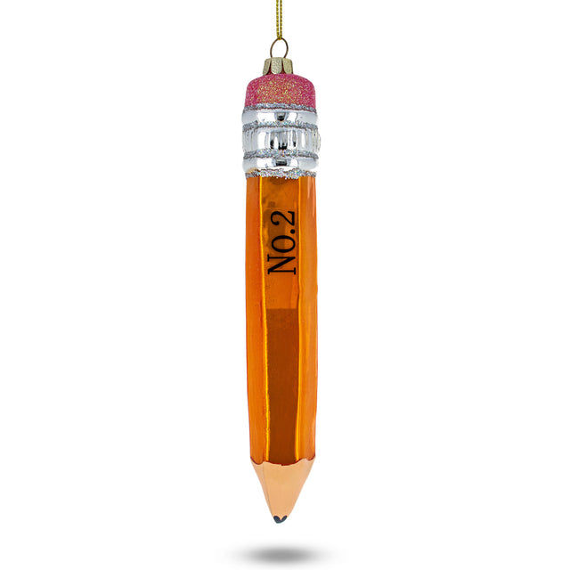 NO.2 Pencil Glass Christmas Ornament in Multi color,  shape