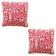 Set of 2 White Deer in the Woods Christmas Throw Cushion Pillow Covers in Red color, Square shape
