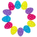12 Bright Pattern Plastic Easter Eggs in Multi color Oval