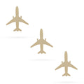 3 Airplanes Unfinished Wooden Shapes Craft Cutouts DIY Unpainted 3D Plaques 4 Inches in Beige color