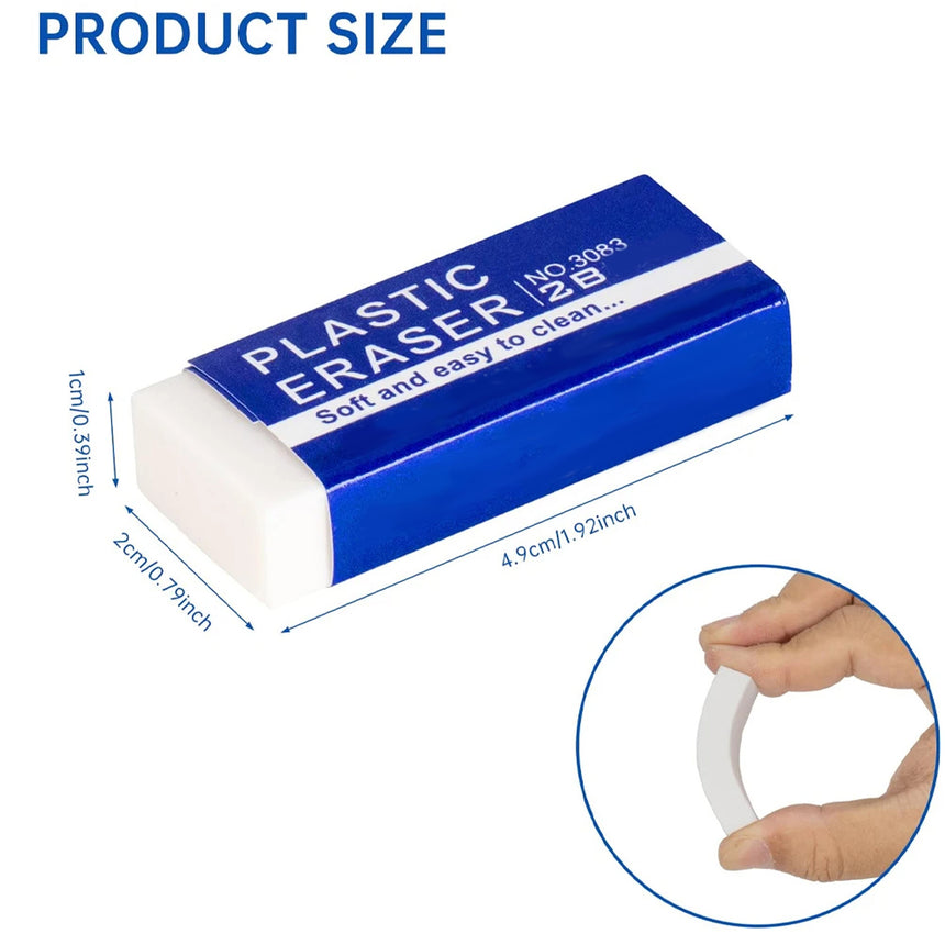 Latex-Free Plastic EraserUnited States , dimensions in inches: 0.33 x 1.75 x 1.75