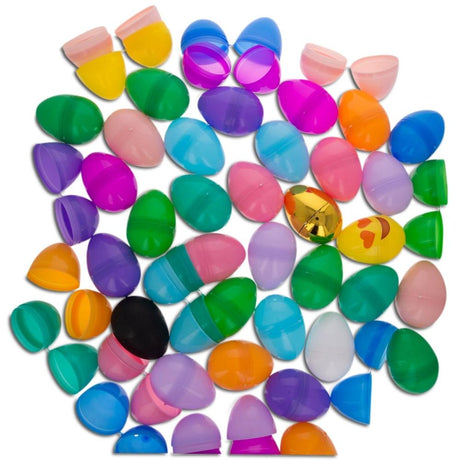 Plastic Set of 48 Easter Eggs Filled with Welch's Fruit Snacks in Multi color Oval