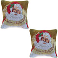 Set of 2 Believe in Santa Christmas Cushion Throw Pillow Covers in Gold color Square