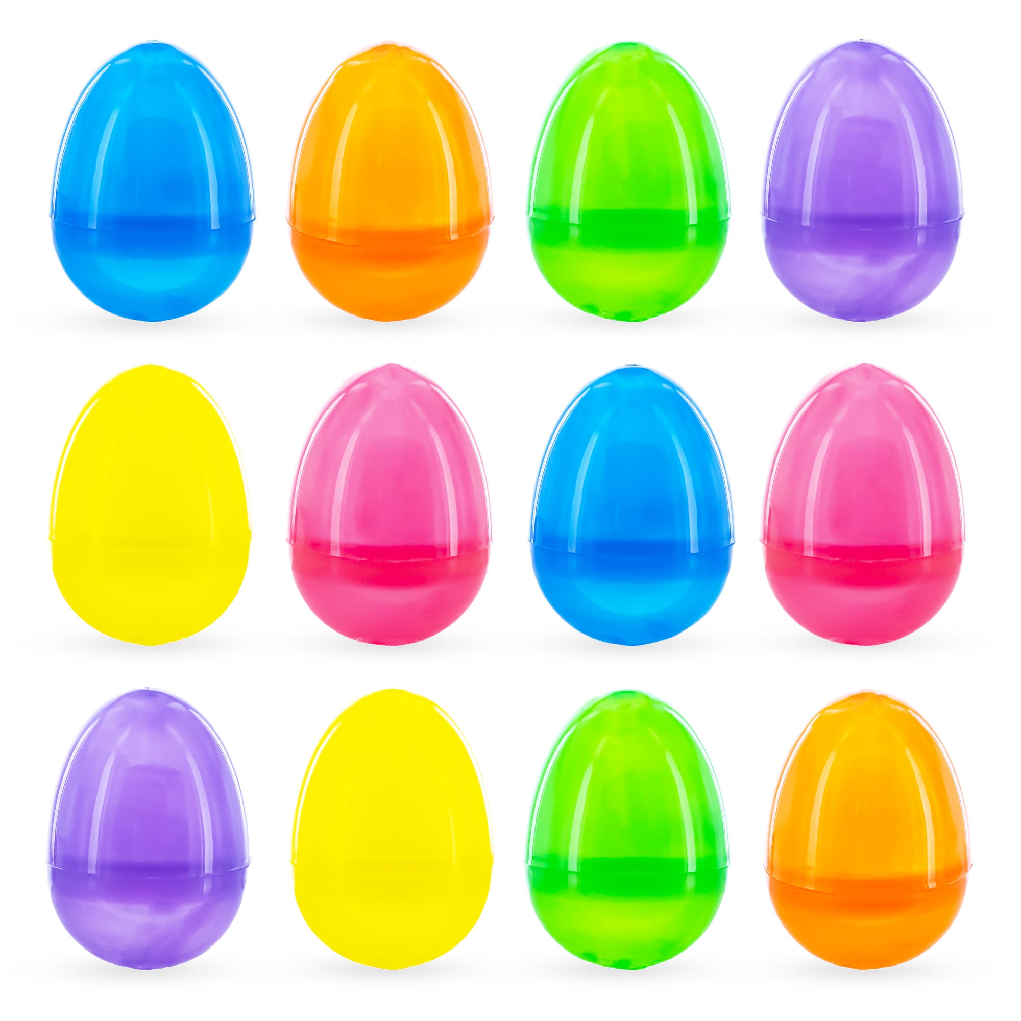 Set of 12 Iridescent Plastic Eggs 2.25 Inches in Purple color Oval