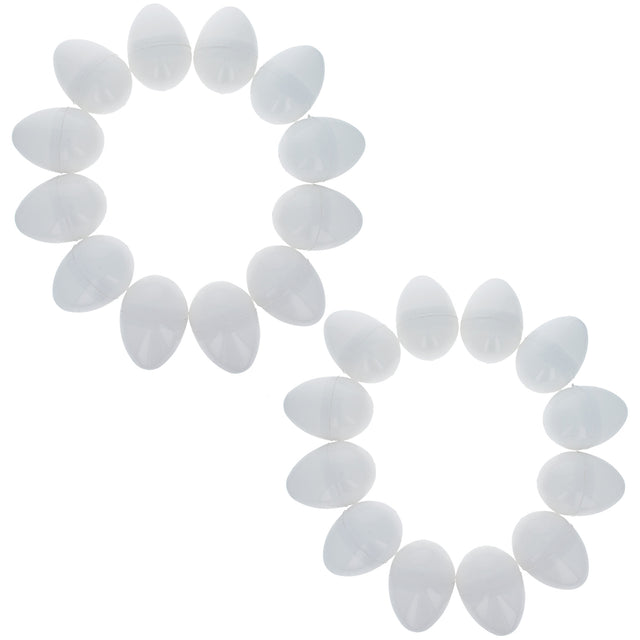 Set of 24 White Plastic Easter Eggs 2.25 Inches in White color Oval