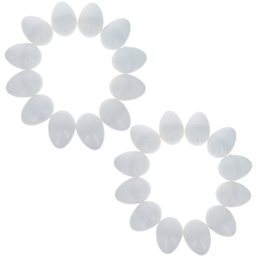 Set of 24 White Plastic Easter Eggs 2.25 Inches in White color Oval