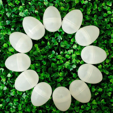 Set of 144 White Plastic Easter Eggs 2.25 Inches , dimensions in inches:  x  x