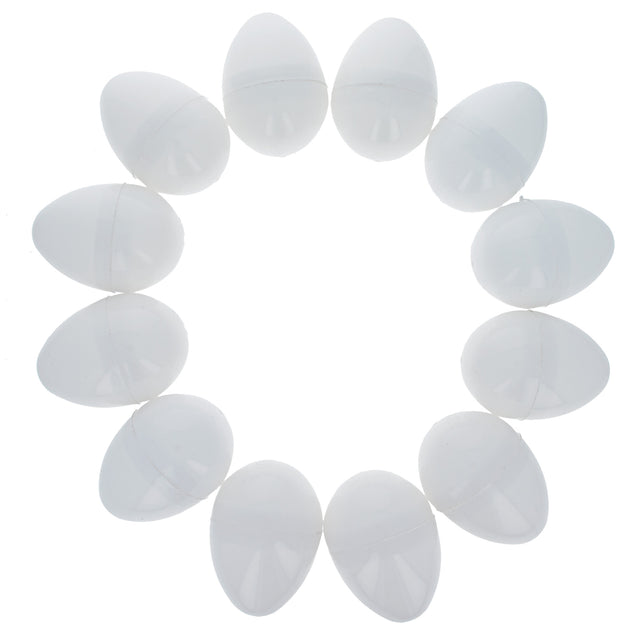 12 White Plastic Easter Eggs in White color Oval