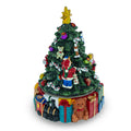 Spinning Base Musical Figurine with Children Decorating Christmas Tree in Multi color Triangle