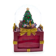 Four-Sided Picture Frame Christmas Tree Musical Water Snow Globe in Red color Round