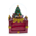 Four-Sided Picture Frame Christmas Tree Musical Water Snow Globe in Red color Round