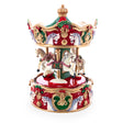 Merry-Go-Round Melody: Musical Christmas Figurine with Spinning Carousel Horses in Multi color