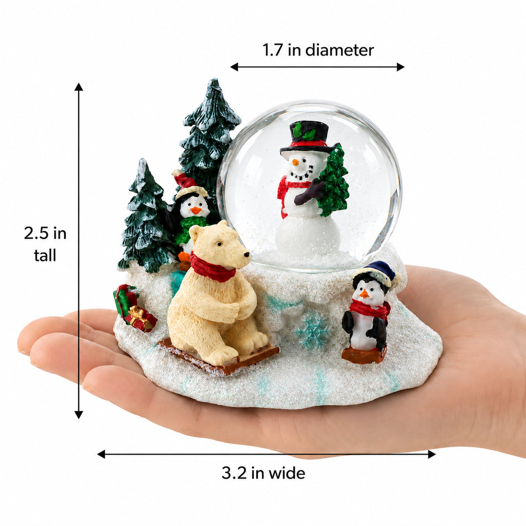 BestPysanky online gift shop sells Christmas water globe snowglobe winter wonderland animal figurine holiday decoration glitter shaker tabletop keepsake kids gift arctic scene collectible boxed present