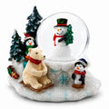 Mini Winter Scene with Polar Bear and Penguins Water Globe in White color Round