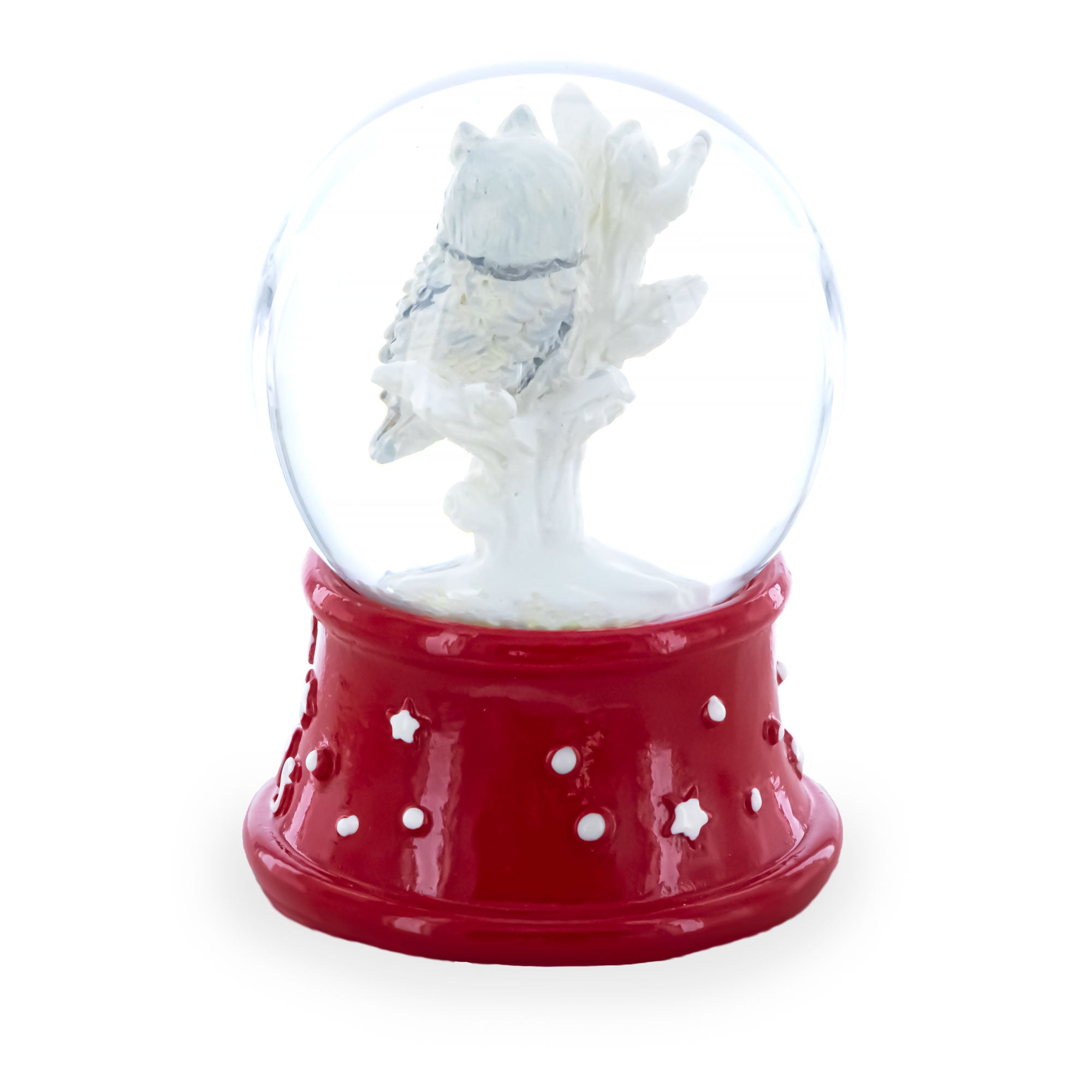 Shop White Owl Perched on Red Base Mini Water Snow Globe. Buy Snow Globes Animals Red Round  for Sale by Online Gift Shop BestPysanky Christmas water globe snowglobe music box musical collectible figurine xmas holiday decorations gifts rotating animated spinning animated unique picture personalized cool glitter flakes festive wind-up