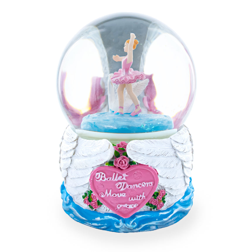 Graceful Swan Lake Ballet Musical Water Snow Globe , dimensions in inches: 5.8 x 5.79 x 4.5